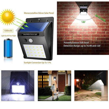 Solar Security Led Night Light For Home Outdoorgarden Wall (Black) (20-Led Lights)