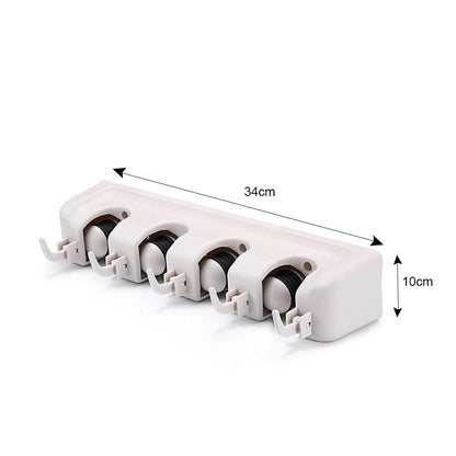 4-Layer Mop And Broom Holder Garden Tool Organizer Multipurpose Wall Mounted