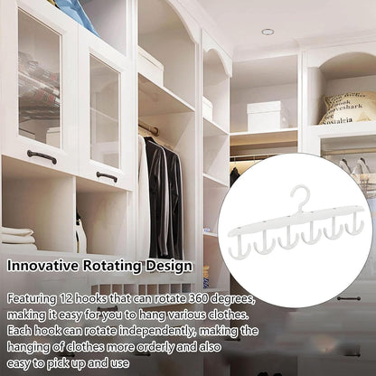 Tank Top Hanger 12-Hook Space Saving Hanger Capacity Rotatable Wood Space Saving Hanger Closet Organizers And Storage For Dorm  Apartment For Tank Top