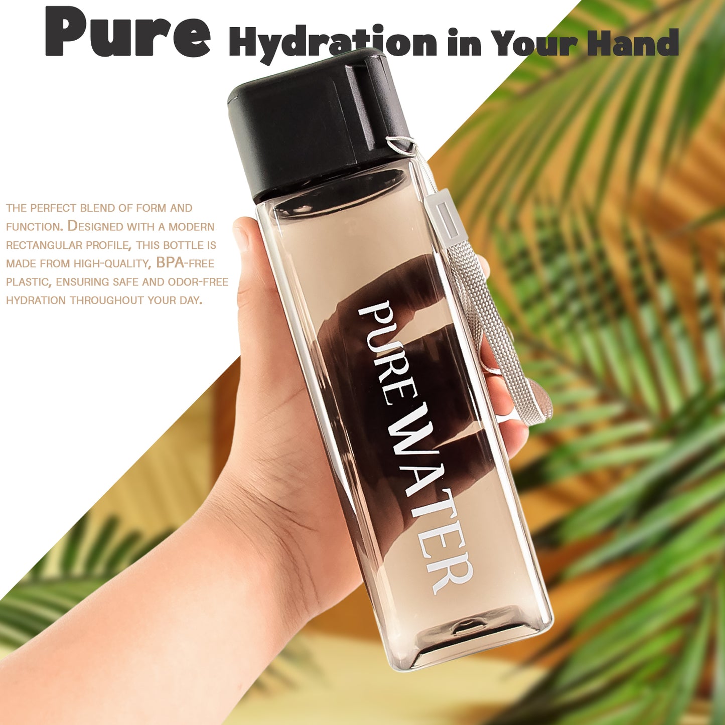Premium 450Ml Square Shape Plastic Water Bottle (1 Pc)