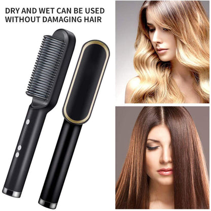 Hqt-909B Hair Straightener Used While Massaging Hair Scalps And Head.