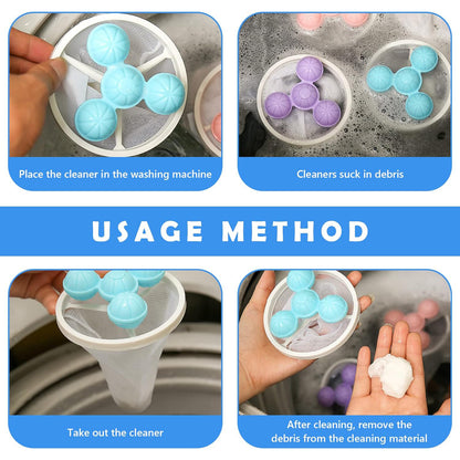 Laundry Ball Floating Pet Fur Lint Hair Catcher Household Reusable Washing Machine Floating Lint Mesh Bag Hair Filter Net Pouch Washing Lint Hair Remover Net Mesh Bag Dryer (1 Pc)