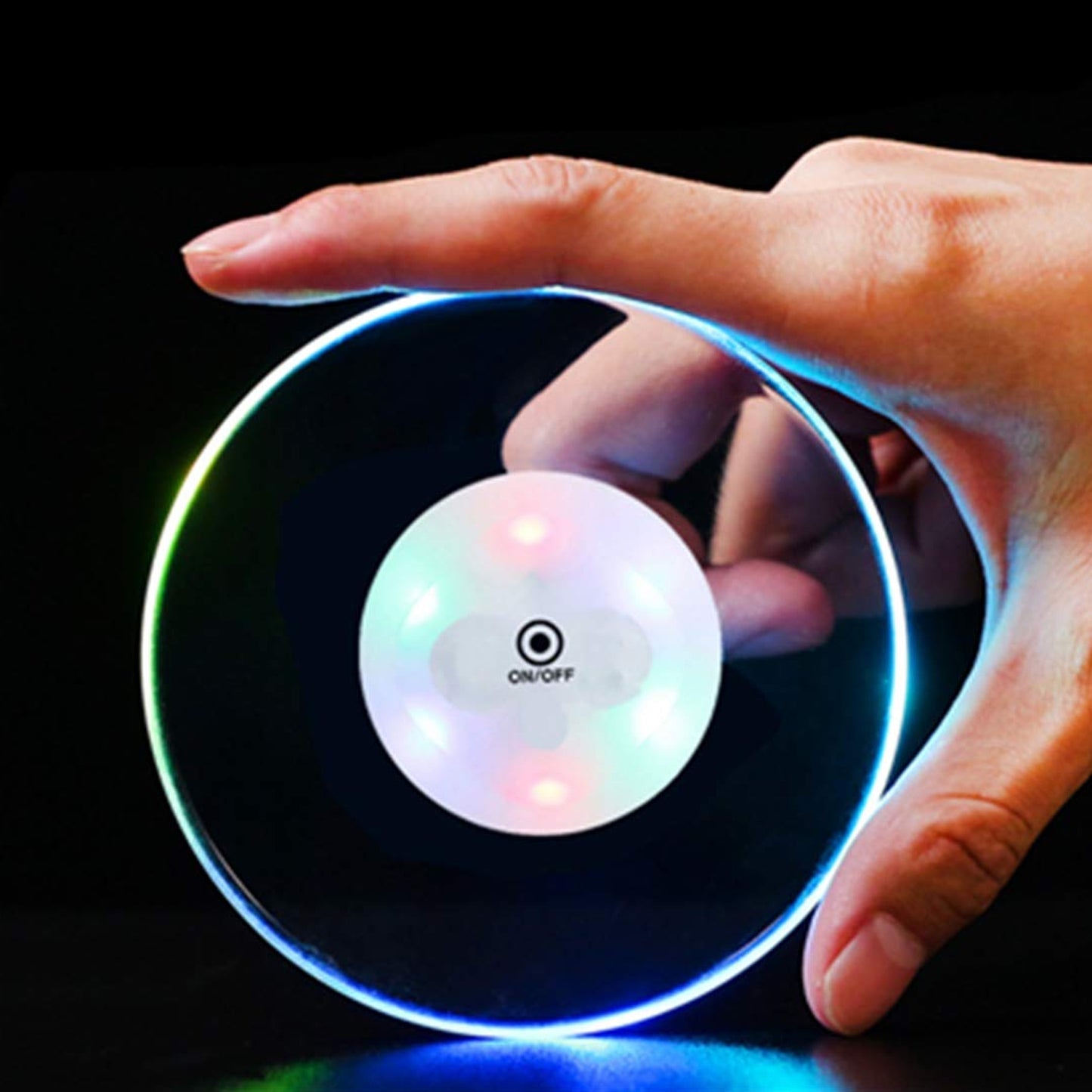 Colorful Led Cocktail Coaster Round Ultra-Thin Led Drink Coaster (1 Pc)