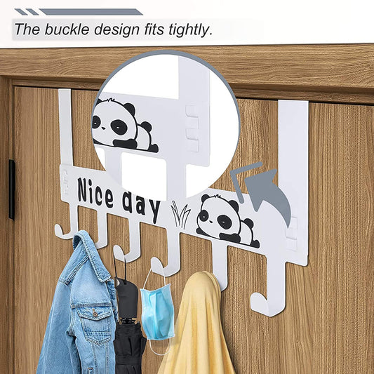 Heavy-Duty Carbon Steel Door Hook Hanger Rack (1 Pc  6 Hook  White)