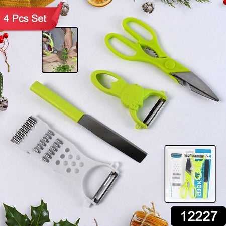 4-Piece Kitchen Cutting Set Scissors Peeler Grater  Slicer And Knife