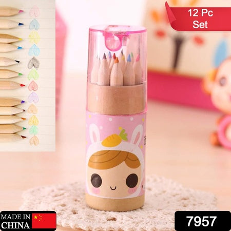 12 Colouring Pencils Kids Set Pencils Sharpener Mini Drawing Colored Pencils With Sharpener Kawaii Manual Pencil Cutter Coloring Pencil Accessory School Supplies For Kid Artists Writing Sketching