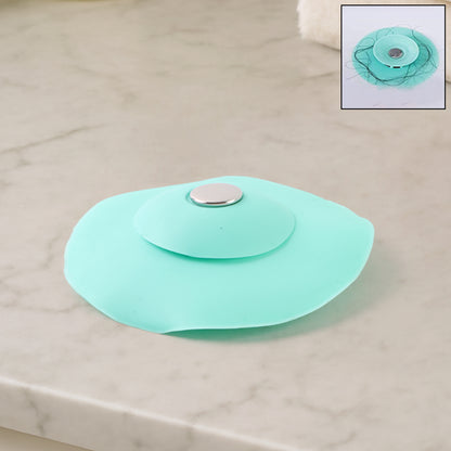 Creative 2-In-1 Light Green Silicone Sewer Sink Sealer Cover Drainer (Multicolour)