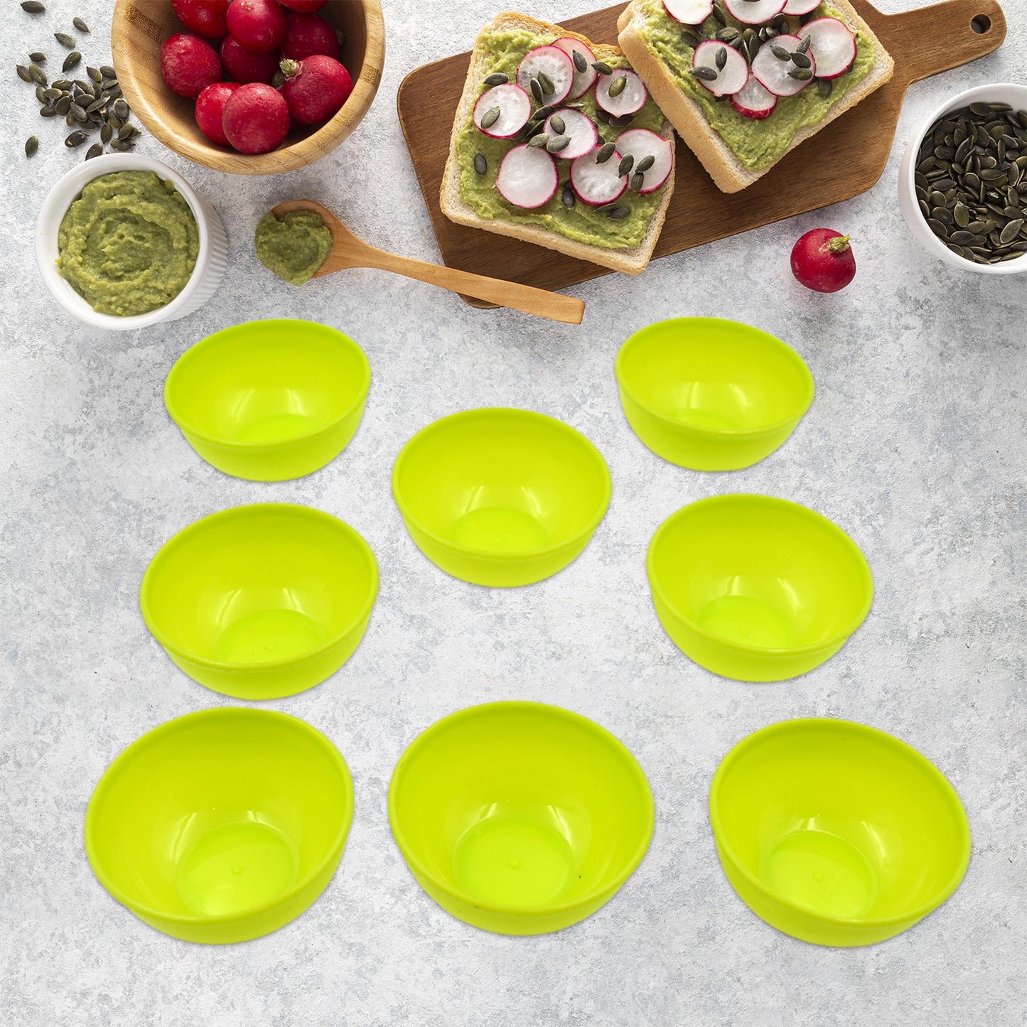 Multipurpose Small Round Plastic Bowl  Katori Microwave Safe Reusable Lightweight Bowl Dishwasher Safe Chutney Bowl (8 Pcs Set)