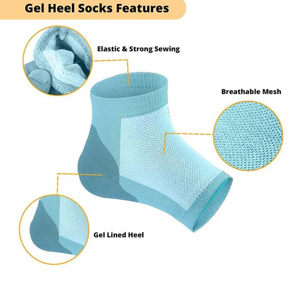 343Heel Pain Relief Silicone Gel Heel Socks (Multicolor)