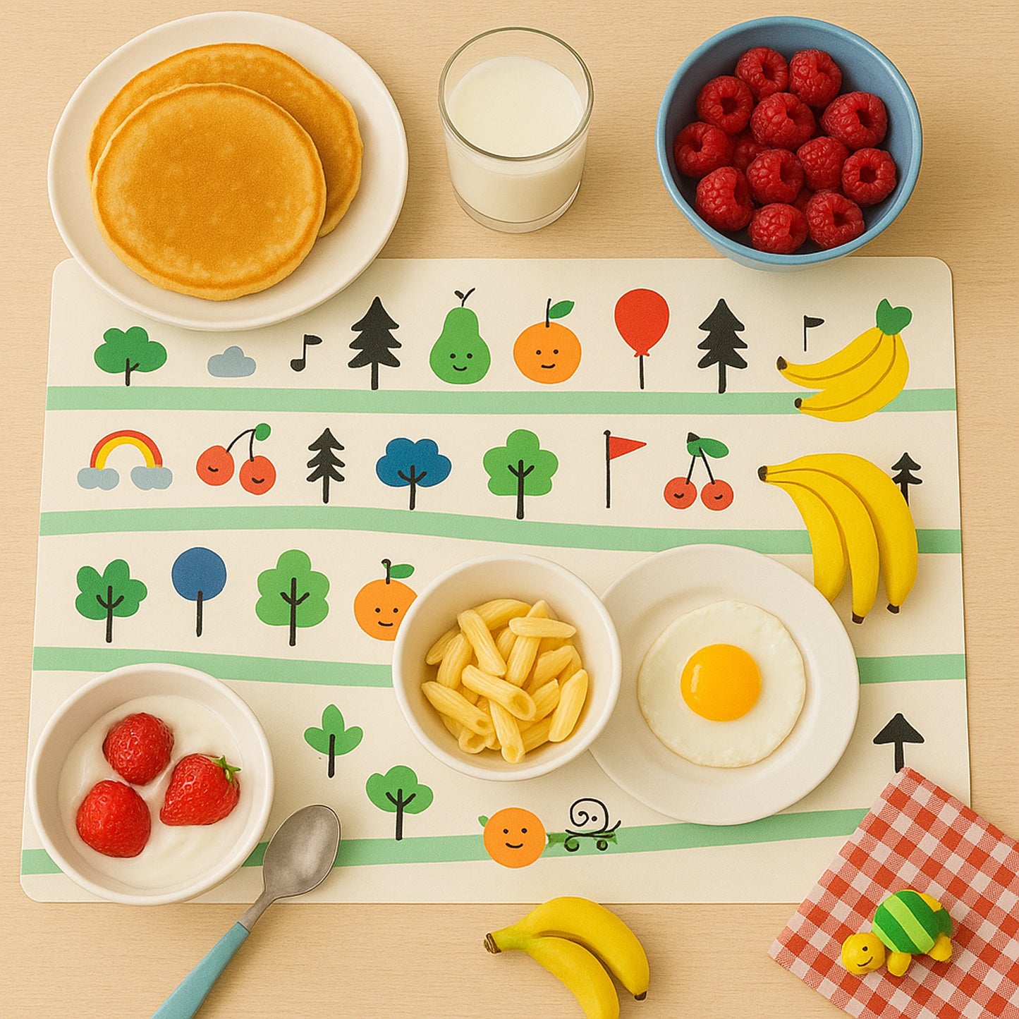 Colorful Cartoon Printed Dining Table Placemats For Kids (4 Pc  40X30 Cm)