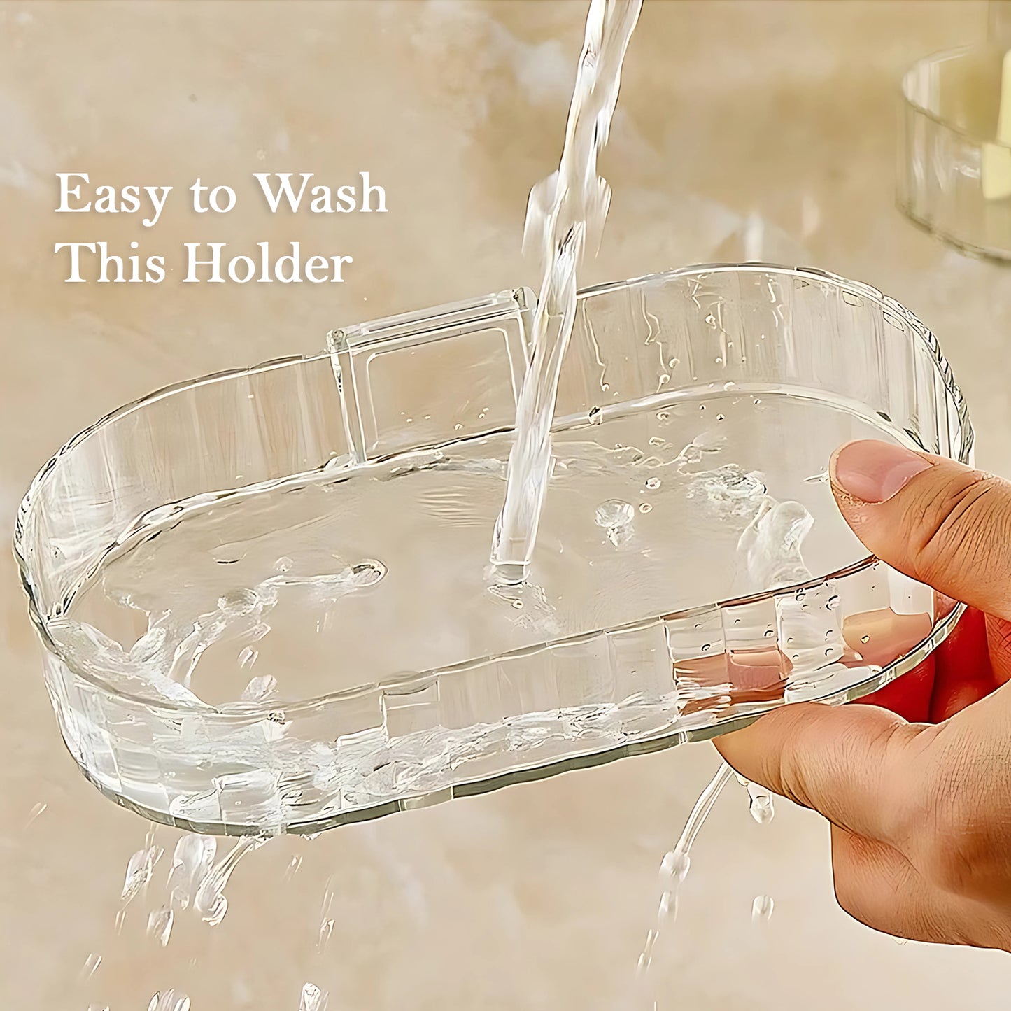 Selfadhesive Transparent Wall Mounted Soap Dish Holder (2 Pc)