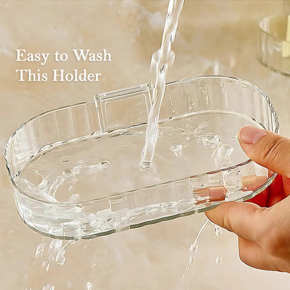 Selfadhesive Transparent Wall Mounted Soap Dish Holder (2 Pc)
