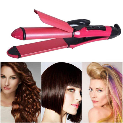 2In 1 Hair Straightener And Curler Machine For Women  Curl  Straight Hair Iron