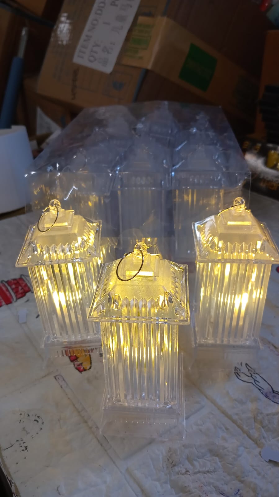 Lantern Shape Led Light Decorative Led Flickering Crystal Candle Light For Holiday Party Crylic Crystal Table Lamp Crystal Table Lamp Atmosphere Lamp Bedroom (Moq - 12Pc)
