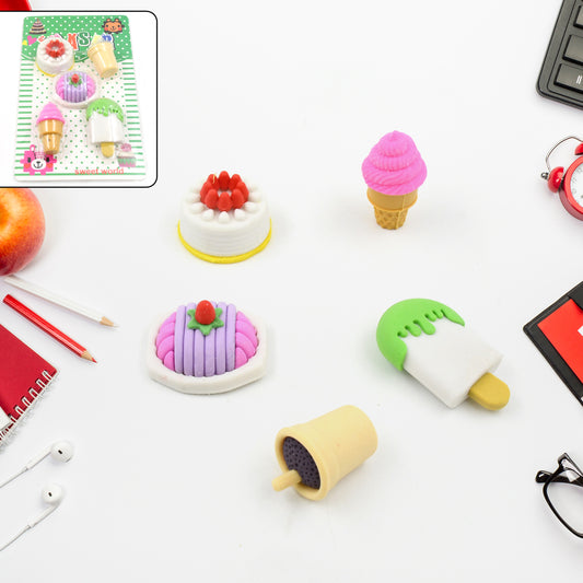 3D Mix Design Fancy  Stylish Colorful Erasers Mini Eraser Creative Cute Novelty Eraser For Children Different Designs Eraser Set For Return Gift Birthday Party School Prize (1 Set)