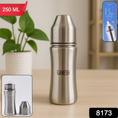 Ganesh Stainless Steel Baby Feeding Bottle Milk Bottle For New Born  Infants  Toddler Up To 3 Years Bfa Free (250 Ml Approx)
