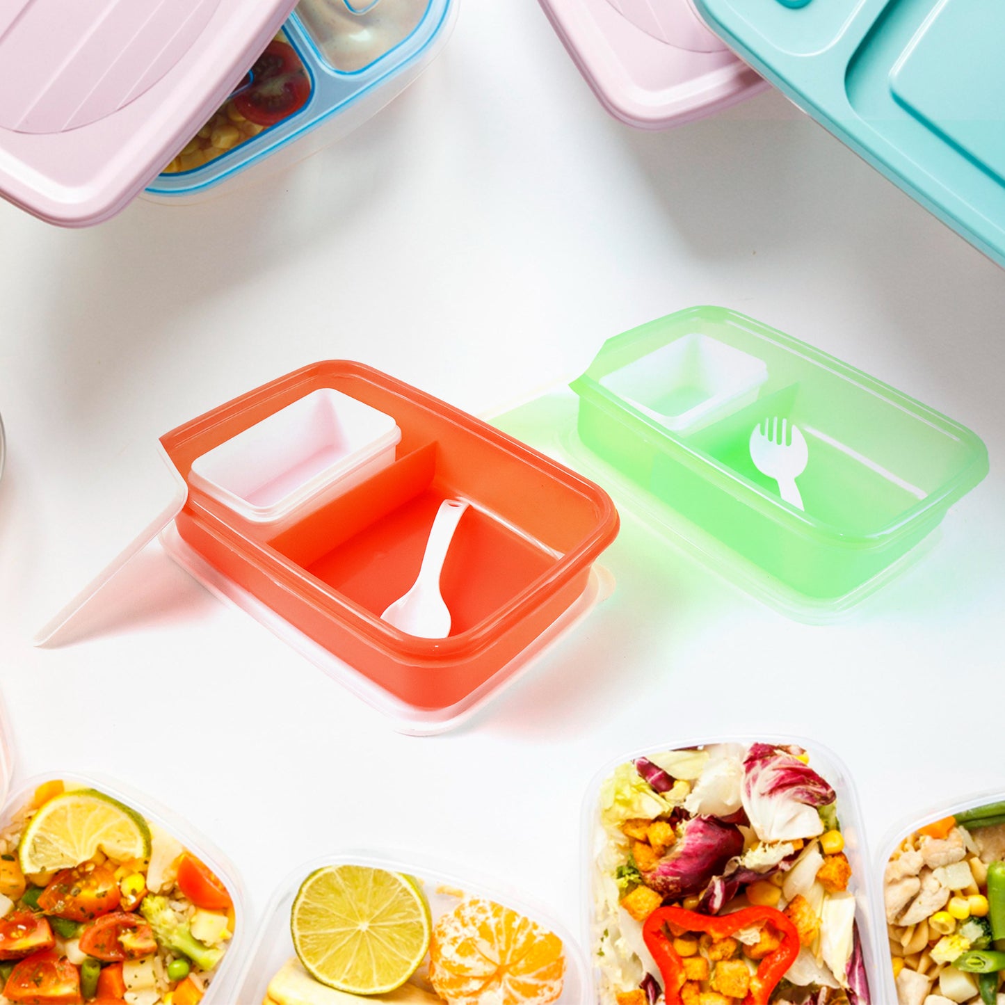 Kidscartoon Printed Lunch Box Mix Design (1 Set)