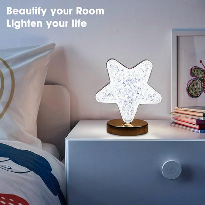 Star Shape Crystal Diamond Lamp Cordless Luxury Lamp With Usb Rechargeable 3-Way Dimmable  Touch Control Decorative Nightstand Lamp For Bedroom Living Room Party Restaurant Decor (1 Pc )