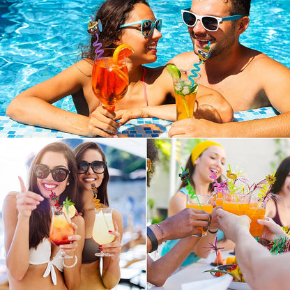 Reusable Straws Are Perfect For Kids Summer Parties. Plastic Straws Reusable Drinking Straws With Cartoon Decoration For Kids Birthday Party Favorsnbspor Other Summer Celebration (4 Pc Set)
