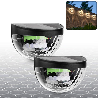 6 Ledsolar Powered Wall Mount Fence Light With Honeycomb Shade Design (2 Pc Set)