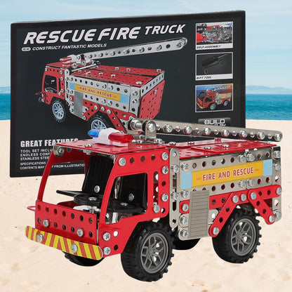 Metal Diy Fire Truck Building Blocks For Kids (Fire Truck  292Pcs Of Truck Tool  1 Set)