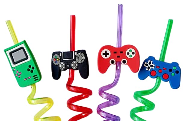 Reusable Straws Are Perfect For Kids Summer Parties. Plastic Straws Reusable Drinking Straws With Cartoon Decoration For Kids Birthday Party Favorsnbspor Other Summer Celebration (4 Pc Set)