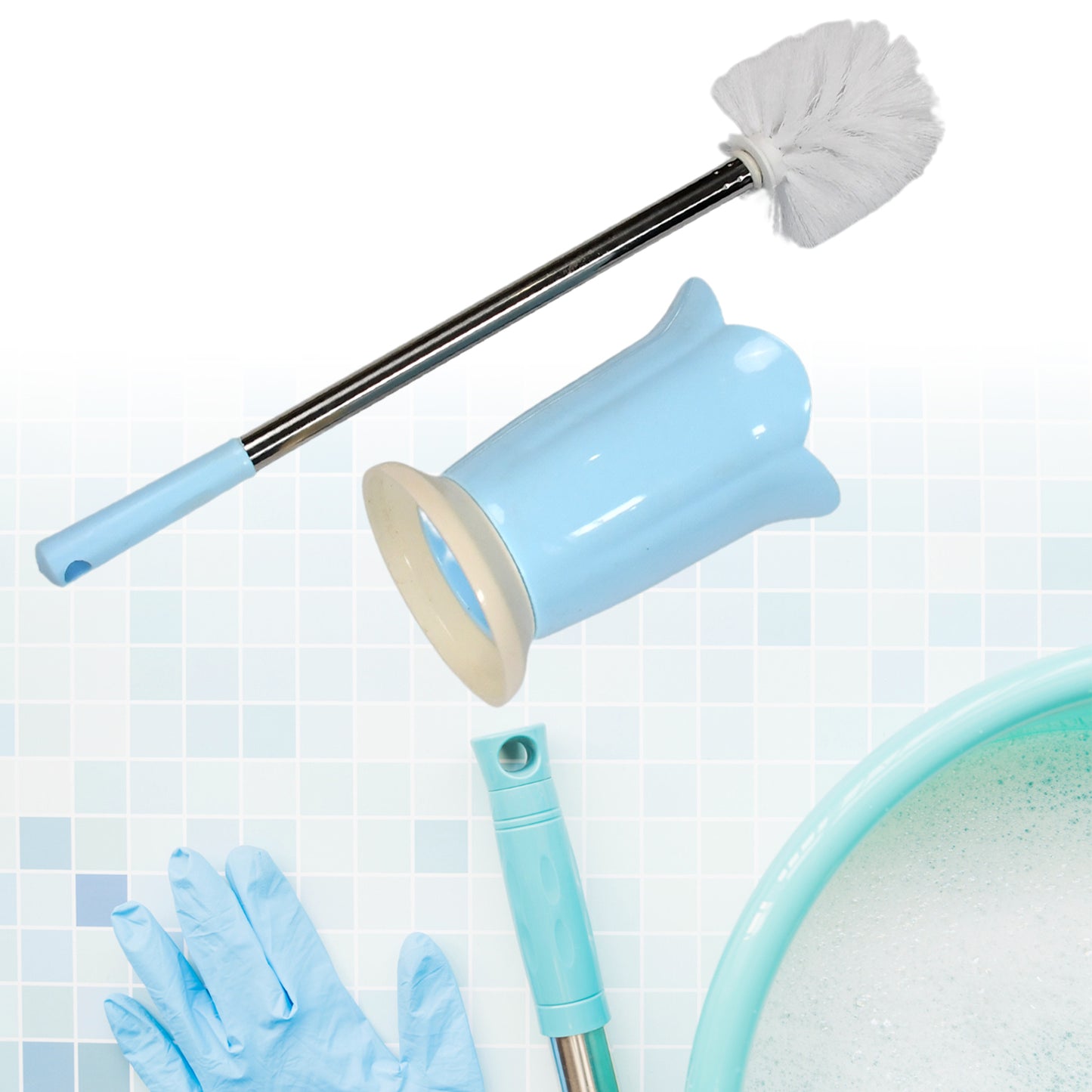 Premium Toilet Plastic Brush With Holder Stand Western And Indian Toilet Bathroom Cleaning