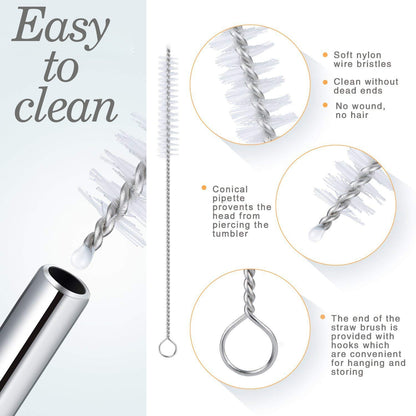 Reusable Stainless Steel Drinking Straws Bent (4 Bent Straws 1 Brush)