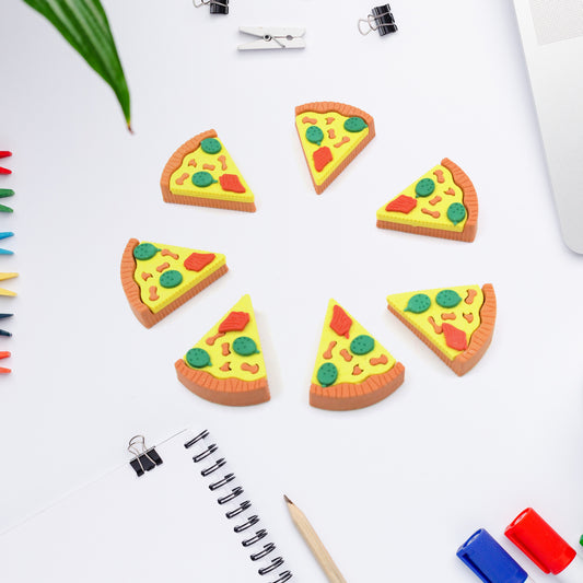3D Pizza Slices Kids Favourite Food Eraser Pizza 7 Slice Eraser For Kids Adults Fast Food Lover Stationary Kit Fancy  Stylish Colorful Erasers For Return Gift Birthday Party School Prize