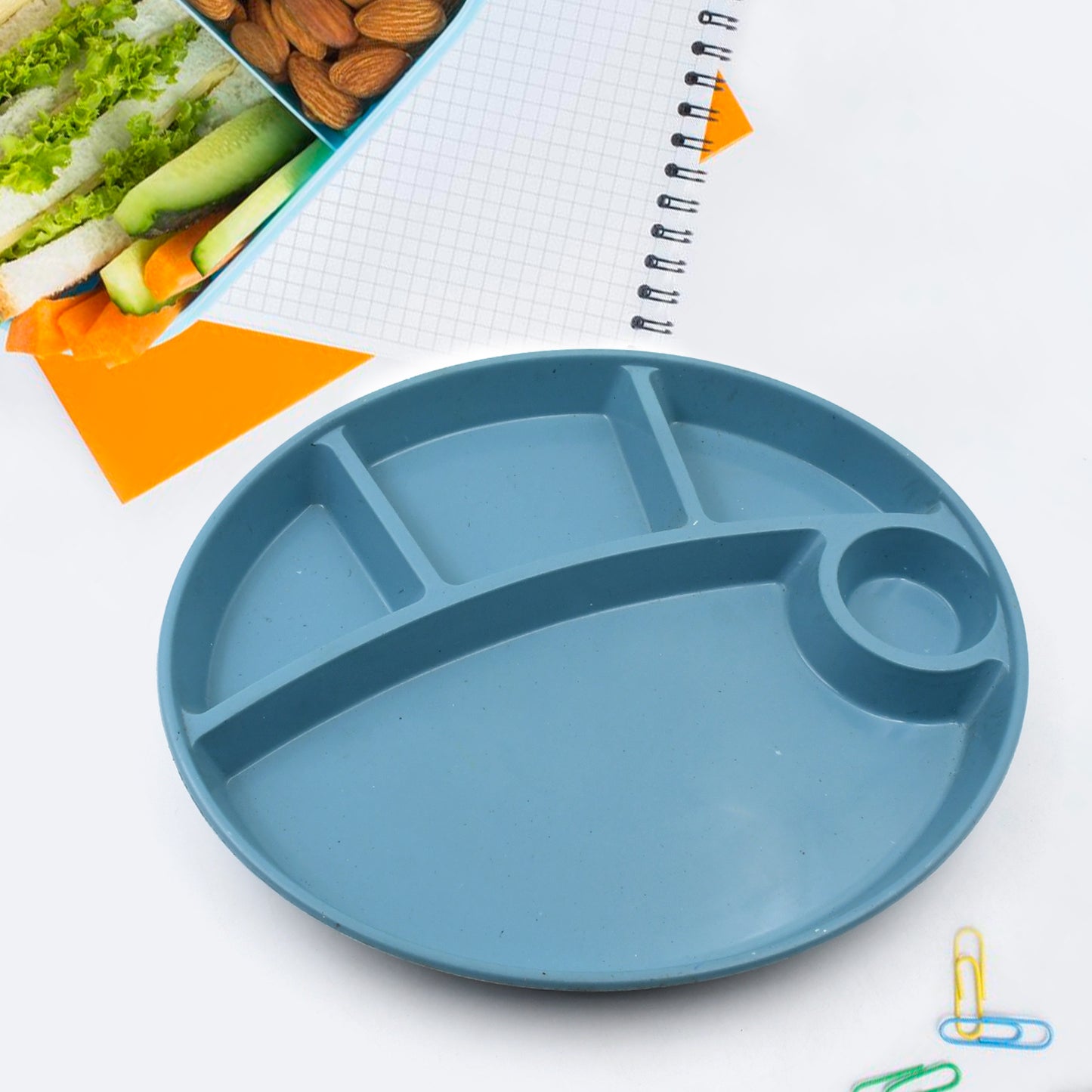 Plastic Food Plates  Biodegradable 5 Compartment Plate With Spoon For Food Snacks  Nuts  Desserts Plates For Kidsreusable Plates For Outdoor Camping Bpa-Free(1 Pc)