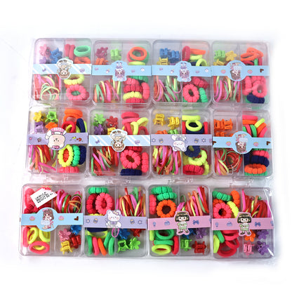 Kidshair Bands Rubber Bands  Cute Hair Clips In Storage Box (Mix Design  1 Set)