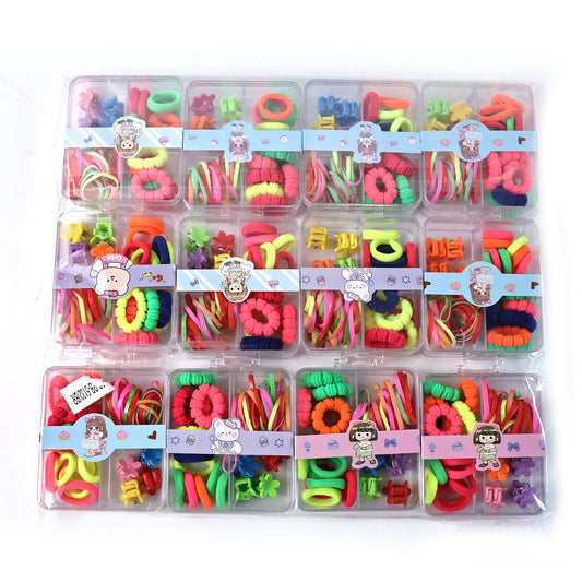 Kidshair Bands Rubber Bands  Cute Hair Clips In Storage Box (Mix Design  1 Set)