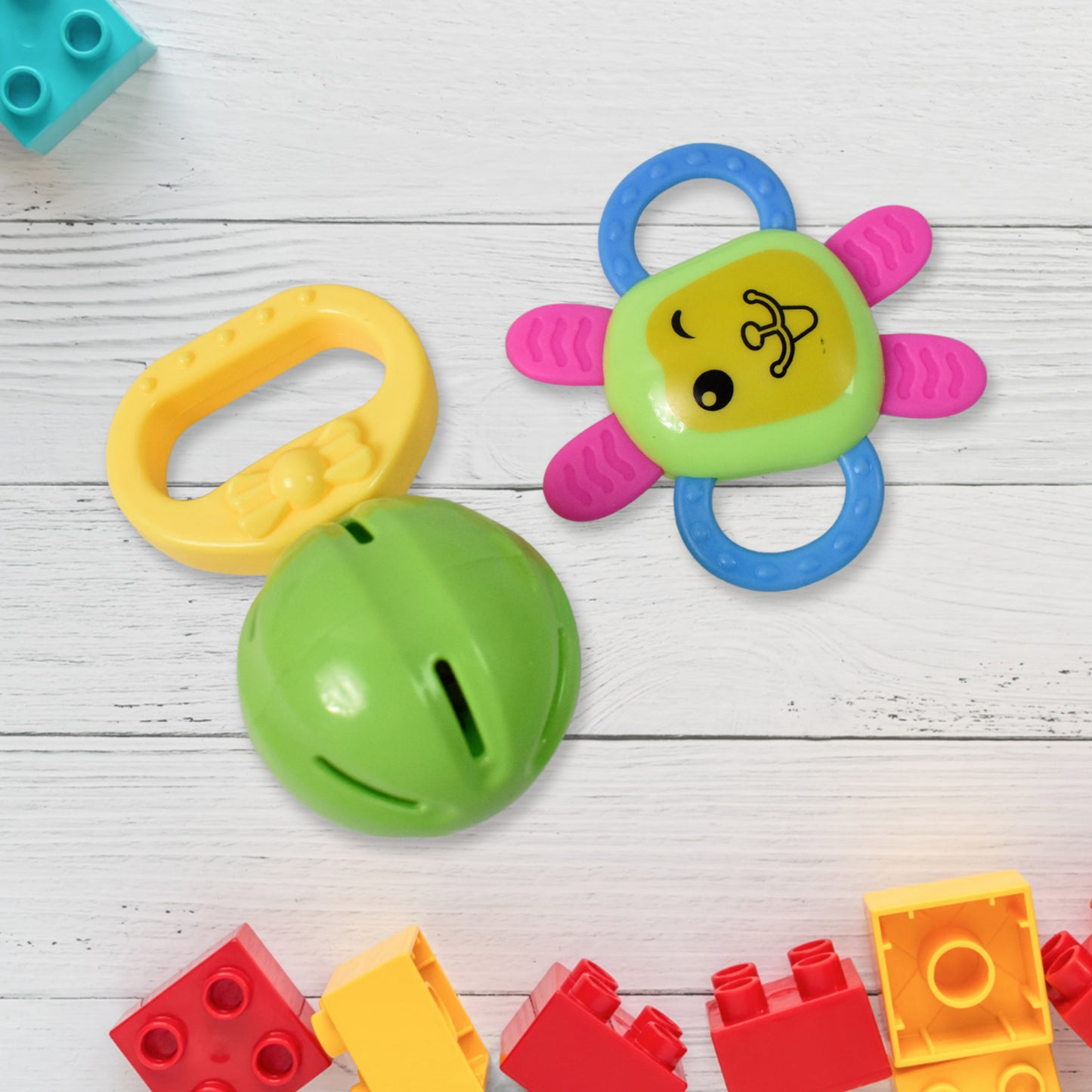 Kinder Rattles Classic Store Plastic Non-Toxic Shake And Grab Ball Baby Rattles  Teethers (8 Pcs Set)