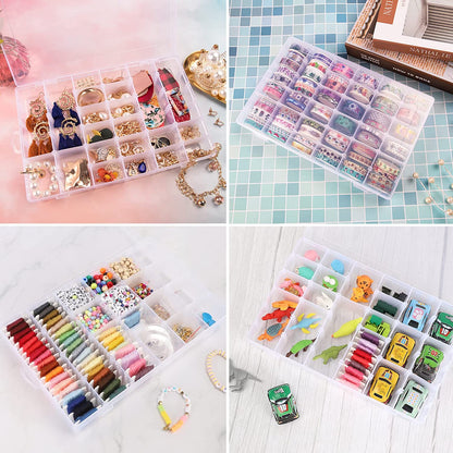 36 Grids Clear Plastic Organizer Jewelry Storage Box With Adjustable Dividers Transparent Organizer Box (1Pc)