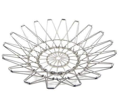 Multipurpose Fruit Basket Stainless Steel Wire Bowl Foldable Basket For Vegetable  Fruits  Dining