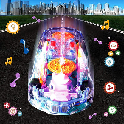 Automatic 360 Degree Rotating Transparent Gear Concept Car With Musical And 3D Flashing Lights Toy For Kids Boys  Girls (Multicolor  Battery Not Included)