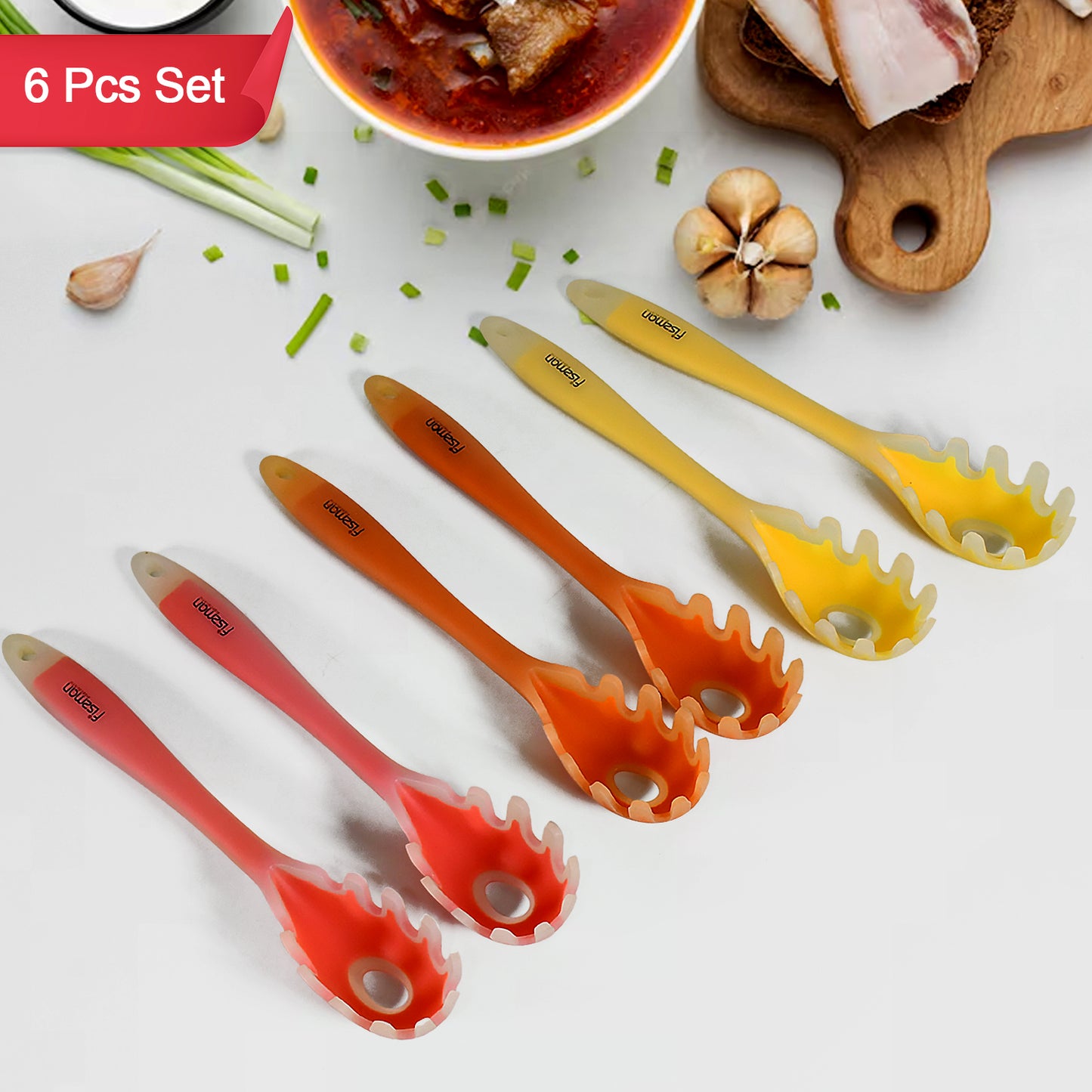 Multipurpose Silicone Spoon Silicone Basting Spoon Non-Stick Kitchen Utensils Household Gadgets Heat-Resistant Non Stick Spoons Kitchen Cookware Items For Cooking And Baking (6 Pcs Set)