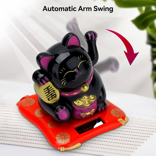 Solarpowered Happy Cat Beautiful With Arm Waves Wealth Cat (1 Pc  Mix Color)