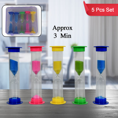 Sand Timer Plastic Hourglass Sand Glass Toy Sand Clock For Kitchen Office School And Brushing Teeth For Bathroom Timer Clock Children Hourglass Sand Glass Toothbrush Household Sand Clock (3 Min Approx  5 Pc)