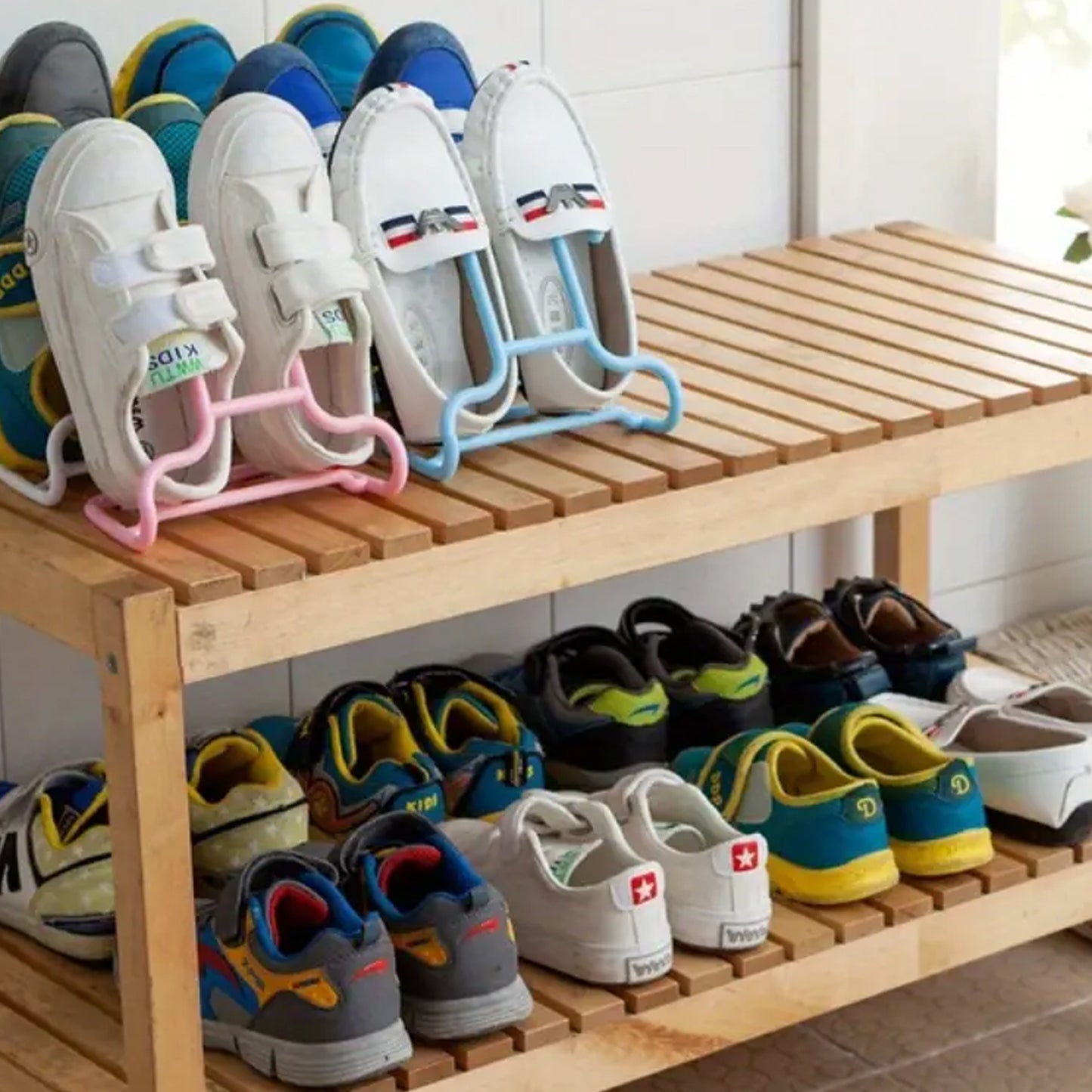 Multi-Function Shelf Drying Rack Shoe Rack Stand Hanger Shoes Hanging Storage Wardrobe Organizer Rack Shoe Organizer Stand Closet Shoe Organizer Shoe Holder (2 Pc Set)
