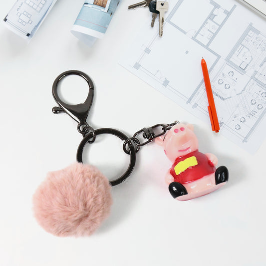 Cutecartoon Keychain With Fluffy Pom (1 Pc  Mix Design)