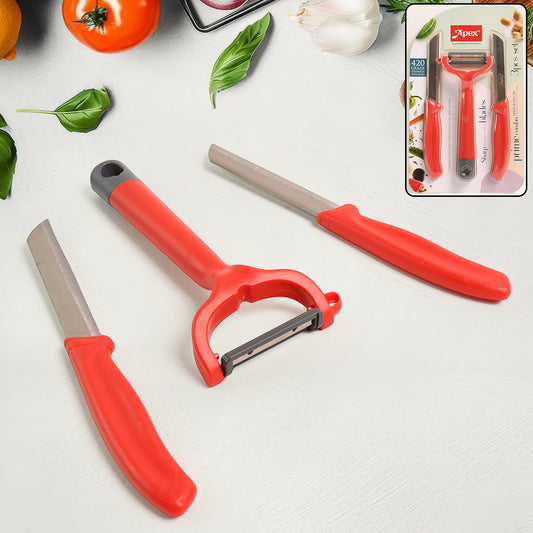 Apex3-Piece Stainless Steel Kitchen Knife And Peeler Set
