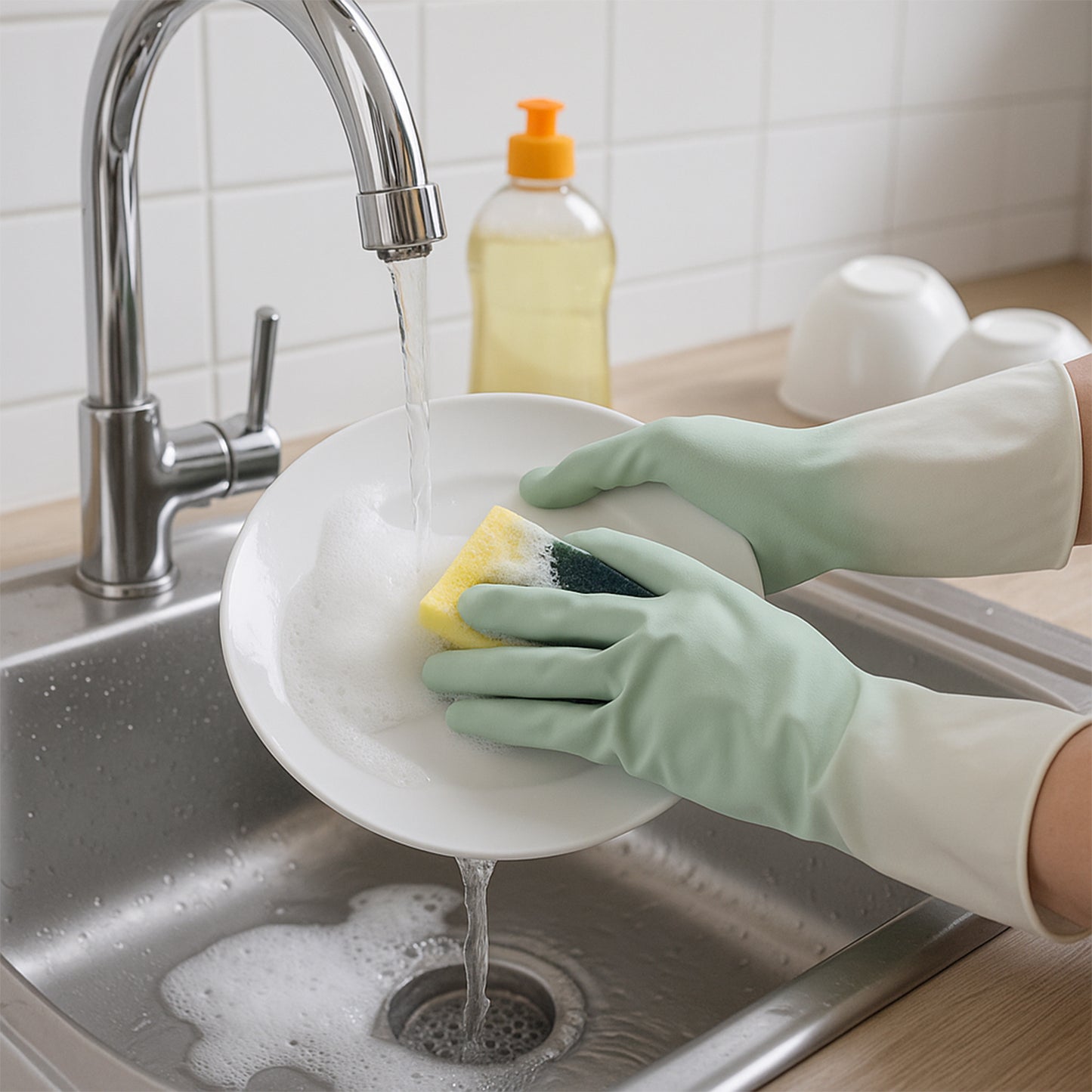 Latexhousehold Gloves (2 Pair  Mix Color)