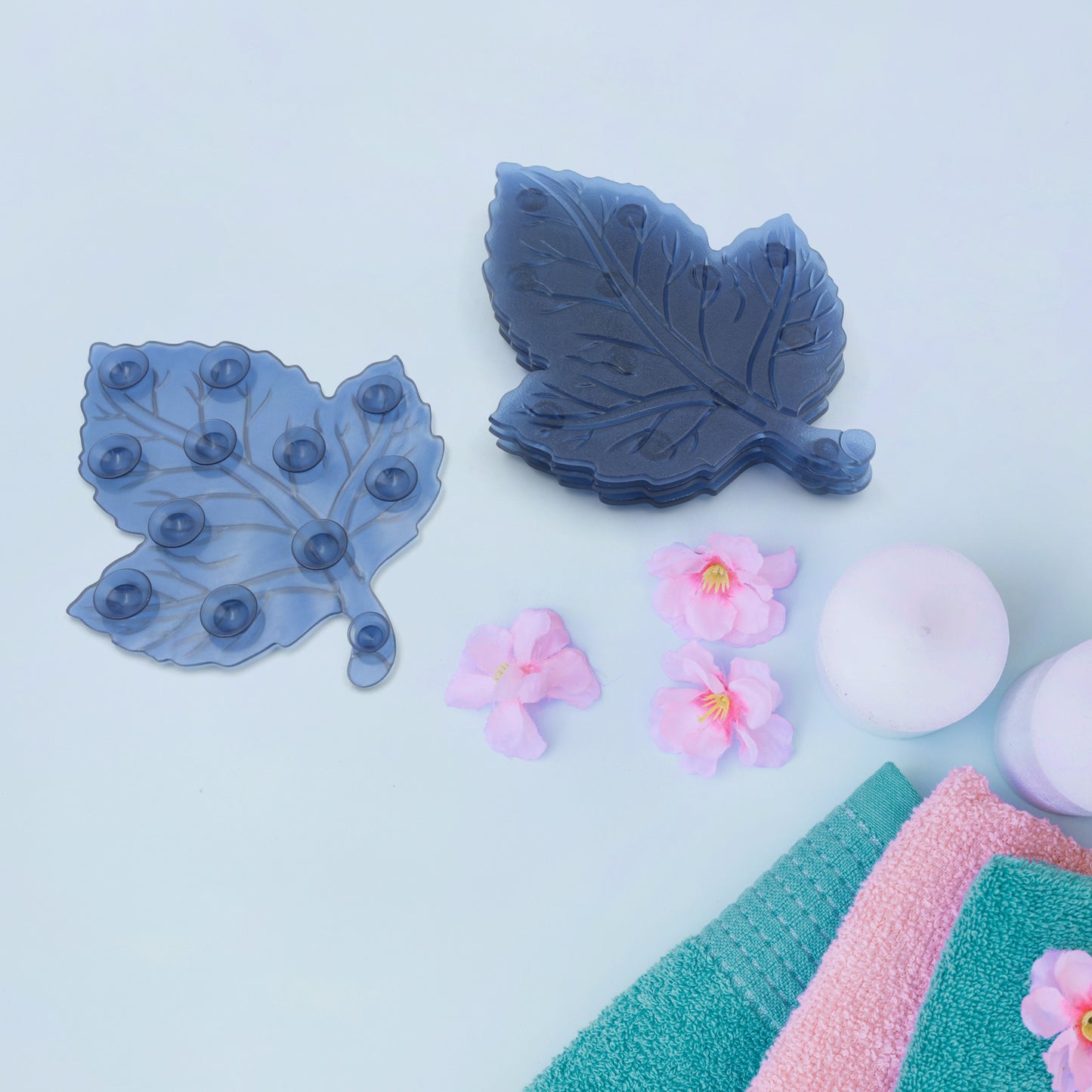 Minipvc Anti-Slip Bat Mat Non Slip Baby Bath Mats Mini Child Safety Anti Slip Shower Mats Star Leaf Shaped For Kids (4 Pc Set)