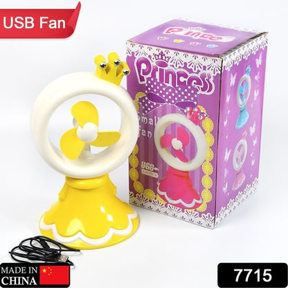 Princess Portable Fan Bright Color Desktop Office Usb  Battry Operate Fan (Battery Not Include)
