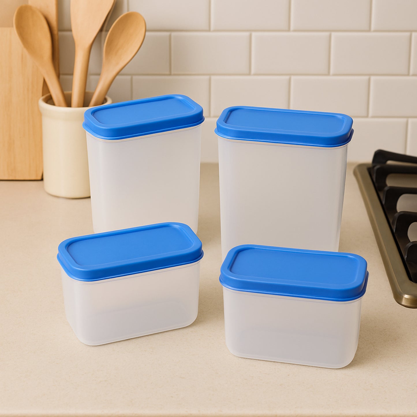 Apexglory Plastic Storage Container Box Set (4 Pc)