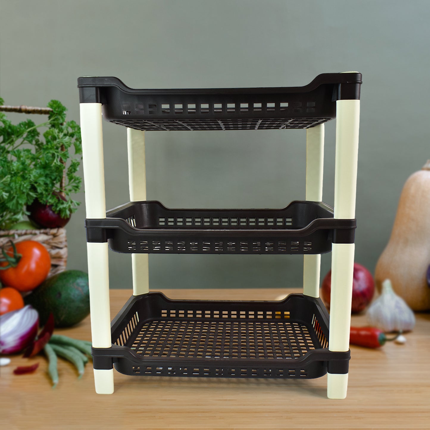 Apexbig Multi Use Plastic Storage Rack  3-Tier (1 Pc)