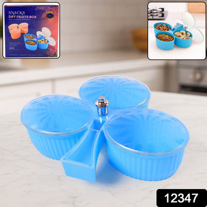 Premium 3-Compartment Revolving Dry Fruit Box (1 Pc)