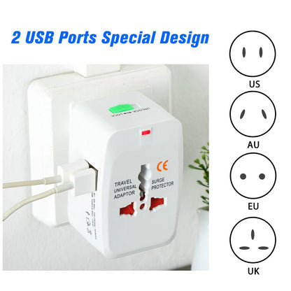 All-In-One Universal Worldwide Travelling Ac Adaptor Plug (Au  Uk  Us  Eu) International Power Charger Electric Usb Power Plug Socket Adapter Converter (1 Pc)