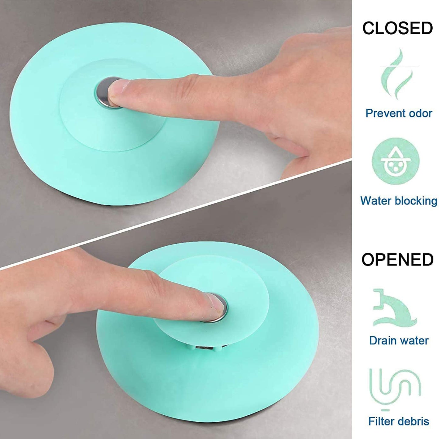 Creative 2-In-1 Light Green Silicone Sewer Sink Sealer Cover Drainer (Multicolour)